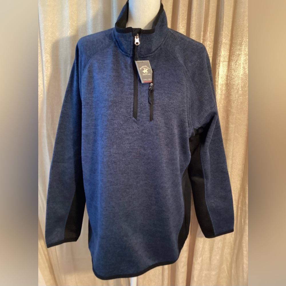 NEW Beverly Hills Polo Club 1/4 zipper sweater with front pocket. M